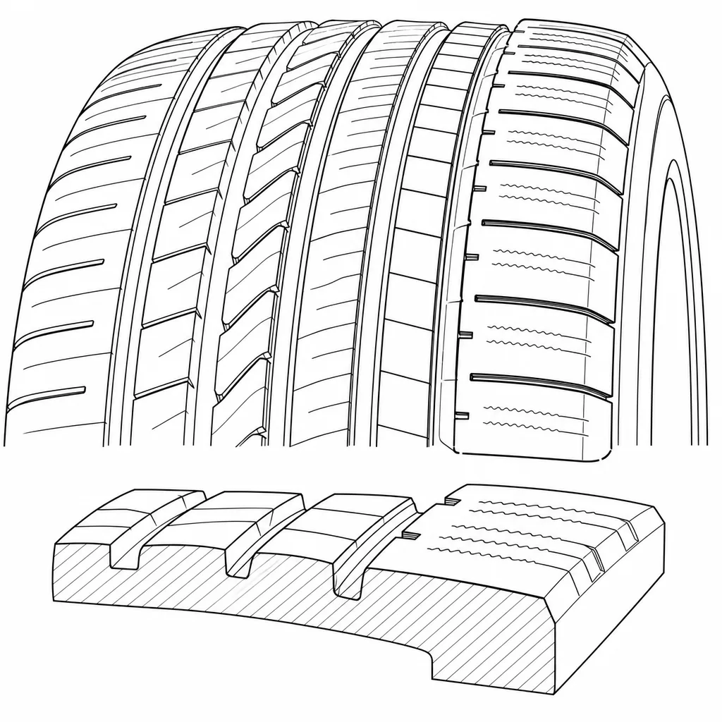 Schéma illustratif : Épaule extérieure à forte proportion de gomme