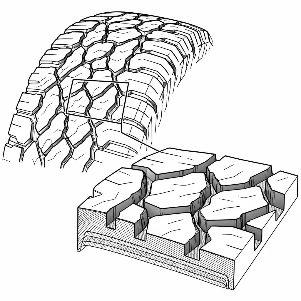 Schéma illustratif : Forte proportion de vides entre les gros pavés polygonaux