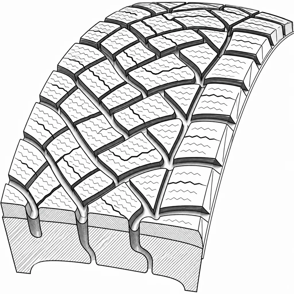 Schéma illustratif : Réseau composé de quatre canaux sinueux et de passages obliques