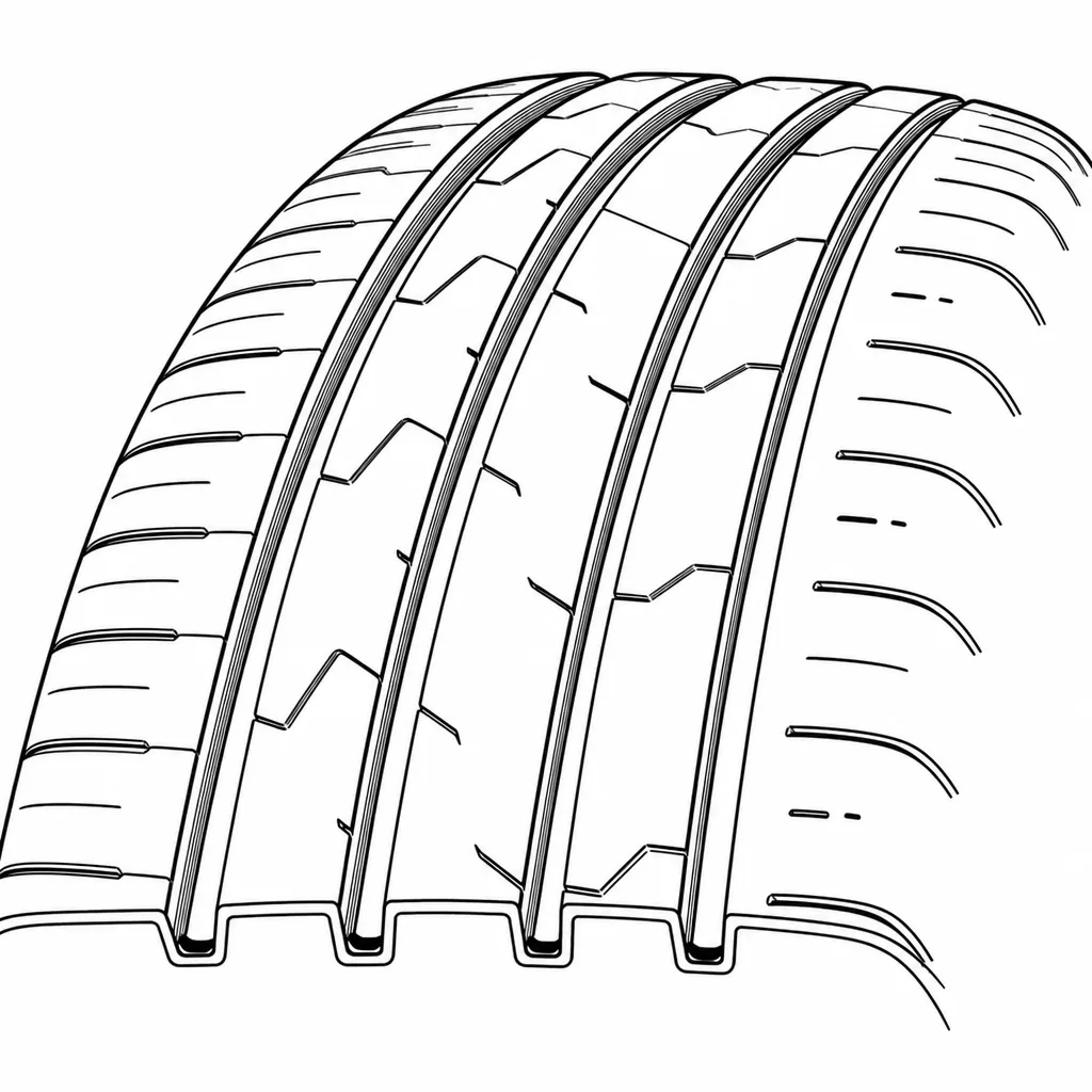 Schéma illustratif : Quatre rainures circonférentielles séparant les rangées longitudinales