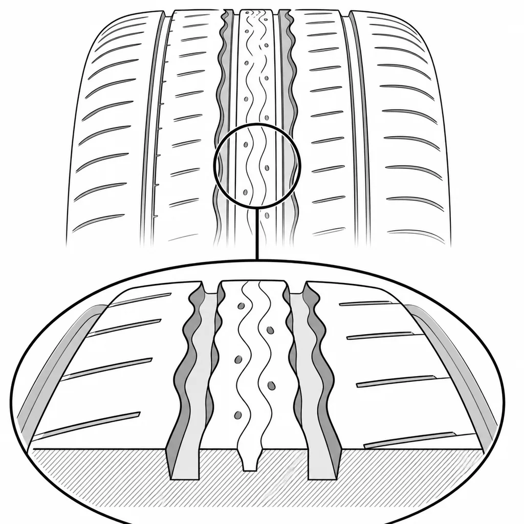 Schéma illustratif : Différence de section entre l’élément axial étroit et les parties intermédiaires plus larges