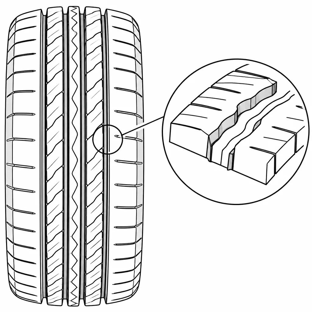 Schéma illustratif : Largeur variable des éléments bordant les rainures sinueuses
