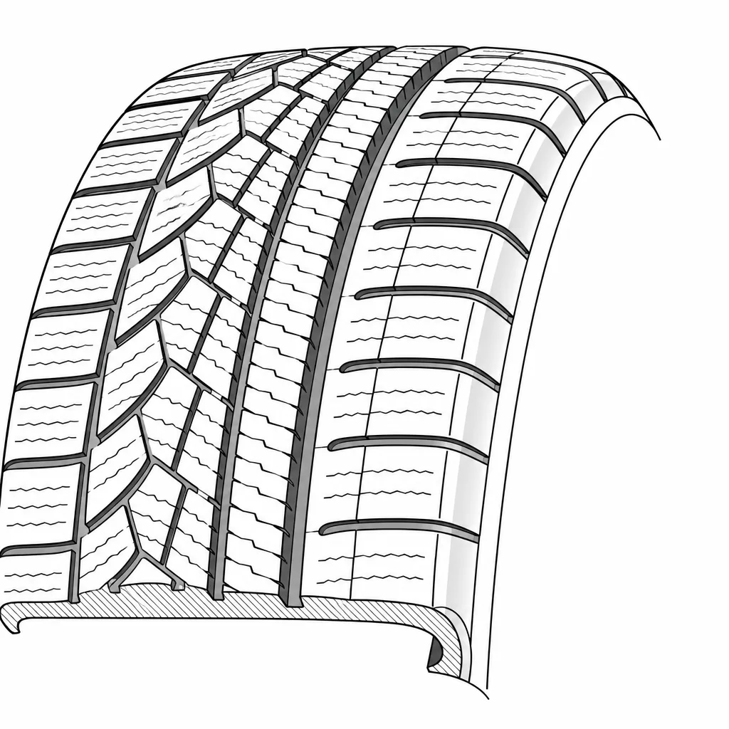 Schéma illustratif : Épaules semi-continues, segmentées par des entailles obliques et terminées par un bord arrondi