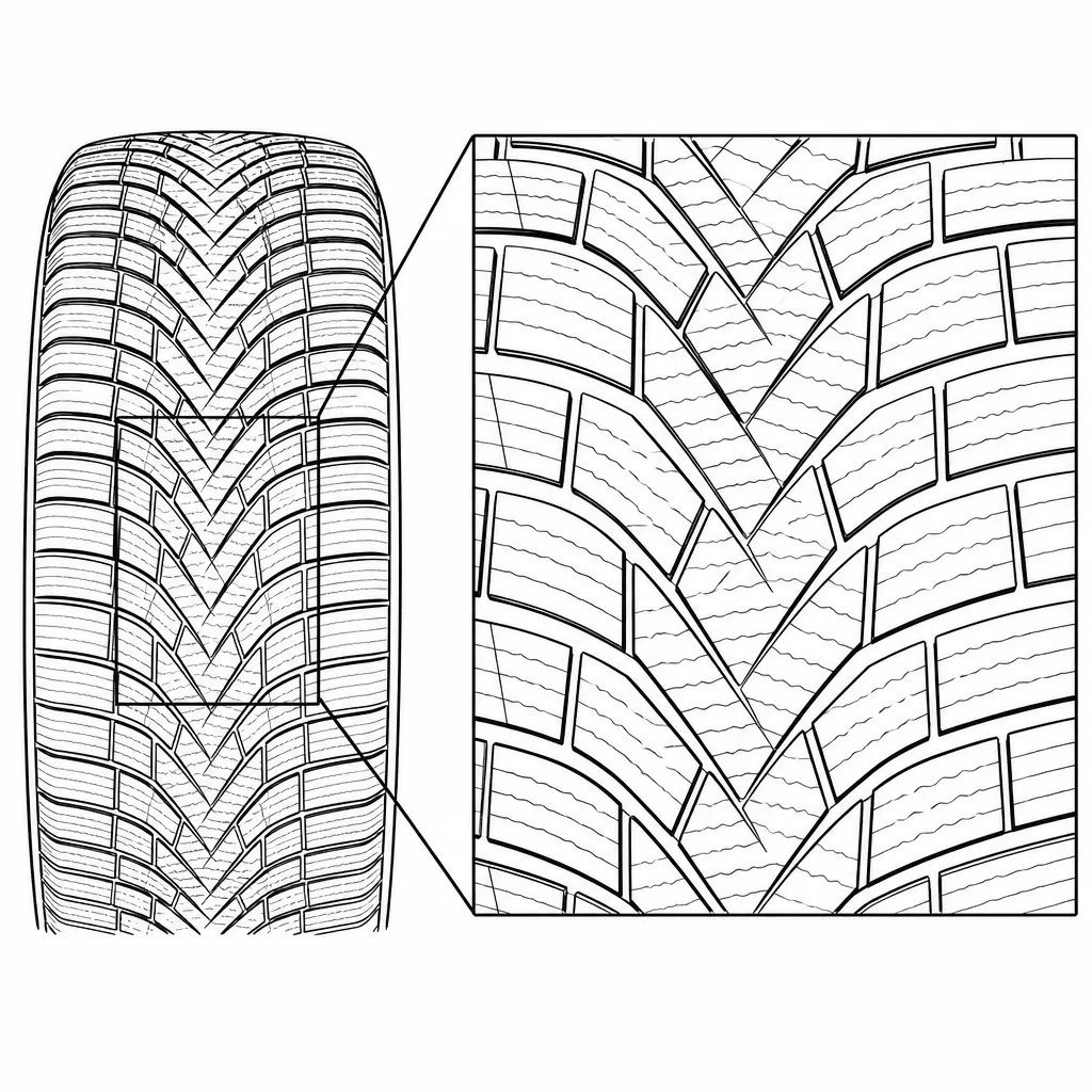 Schéma illustratif : Faible section de gomme intacte entre les découpes des pavés centraux