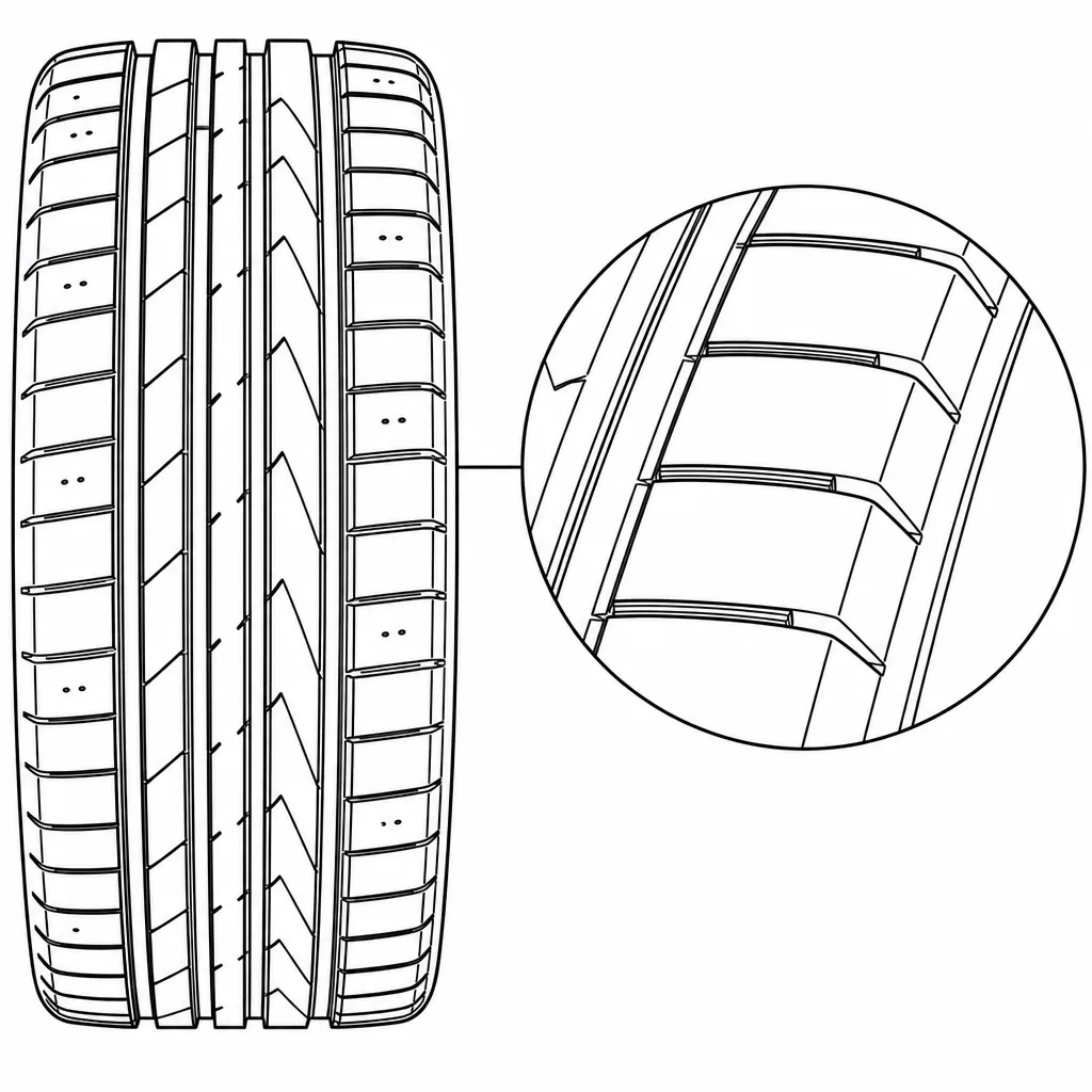 Schéma illustratif : Épaules semi-continues découpées par des encoches transversales