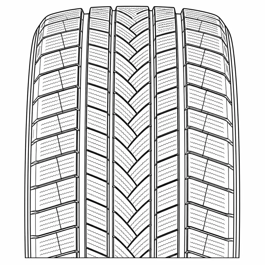 profil hiver directionnel à pavés longitudinaux, quatre rainures, fortement lamellisé