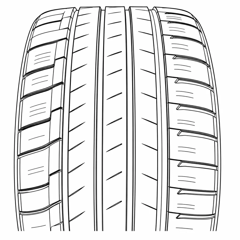 profil routier asymétrique à bandes quasi continues faiblement lamellisées, épaules segmentées