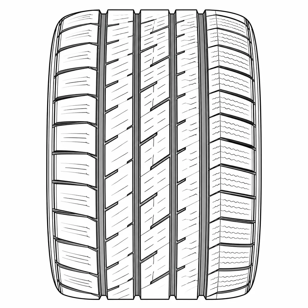 profil routier asymétrique à quatre rainures et pavés allongés segmentés moyennement lamellisés
