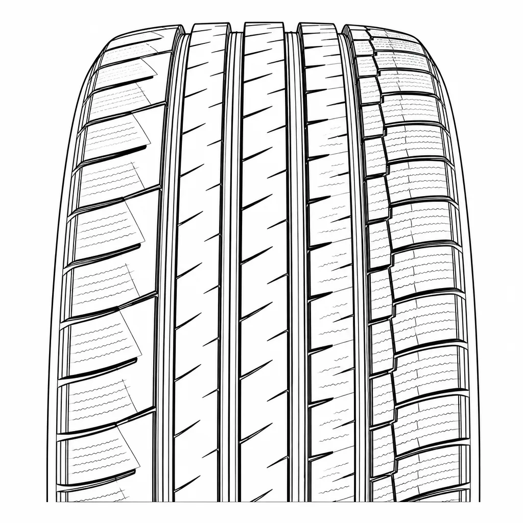 profil routier asymétrique à quatre rainures, nervures et pavés fortement lamellisés