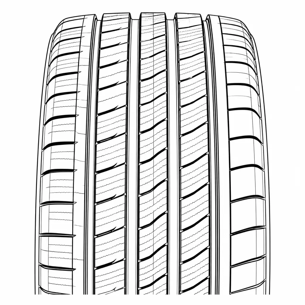 profil routier asymétrique à quatre rainures, pavés allongés et nervures segmentées moyennement lamellisés