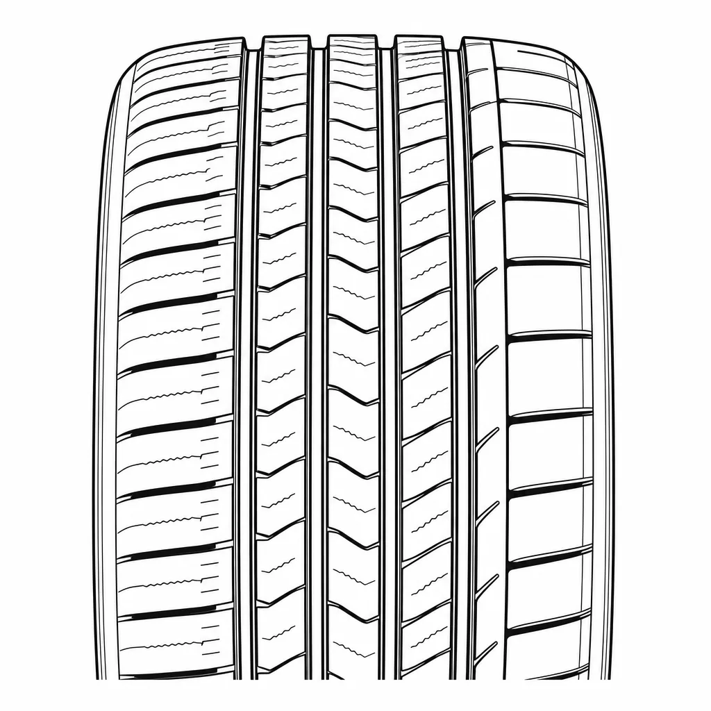 profil routier asymétrique à quatre rainures, pavés allongés segmentés moyennement lamellisés