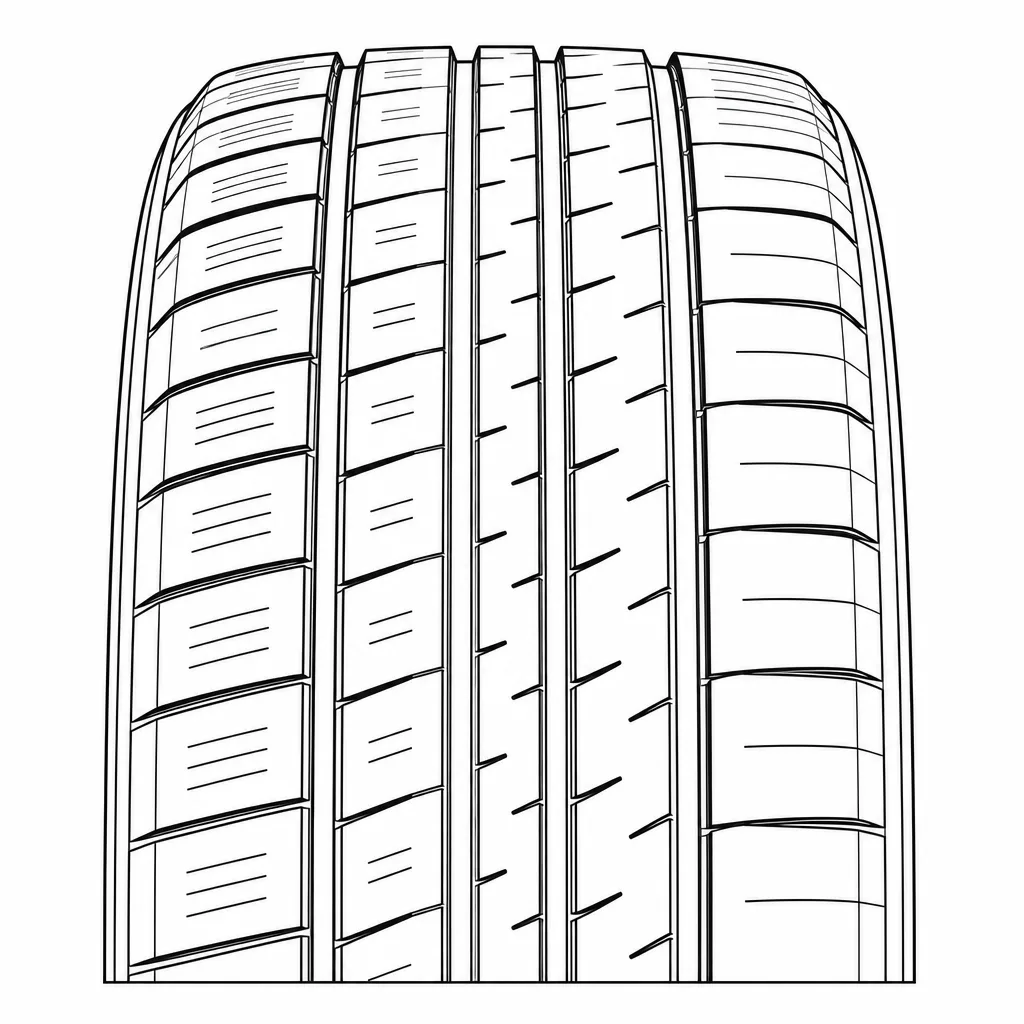 profil routier asymétrique à quatre rainures, pavés longitudinaux faiblement lamellisés