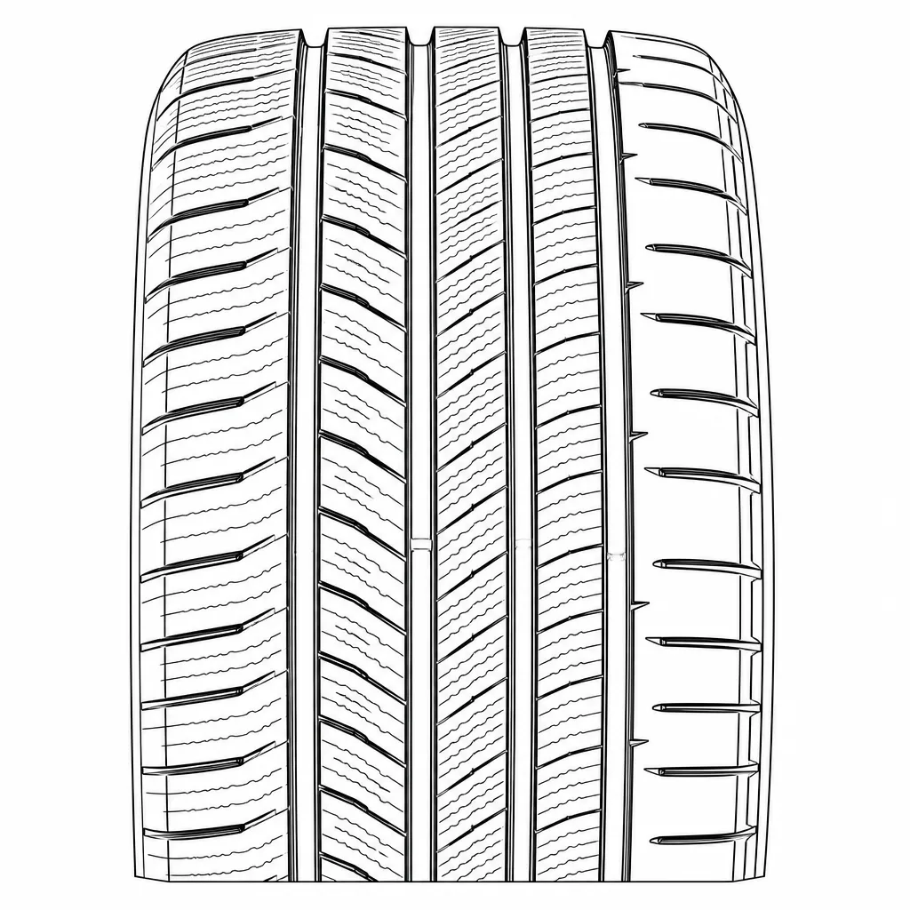 profil routier asymétrique à quatre rainures, pavés longitudinaux fortement lamellisés