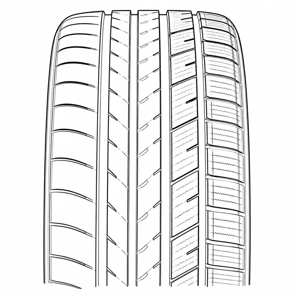 profil routier asymétrique à trois rainures, pavés moyennement lamellisés