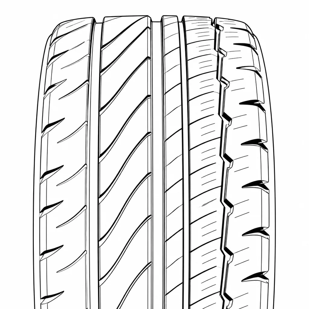 profil routier asymétrique semi-slick à bandes courbes faiblement lamellisées, épaules entaillées
