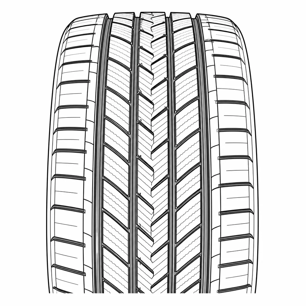 profil routier directionnel à quatre rainures, blocs en chevrons moyennement lamellisés