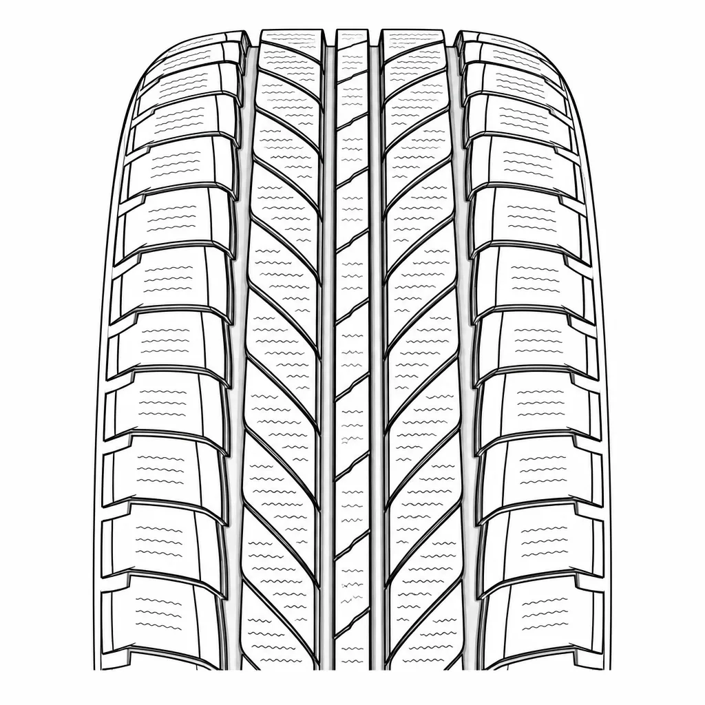 profil routier directionnel à trois rainures, blocs en chevrons moyennement lamellisés, épaules segmentées