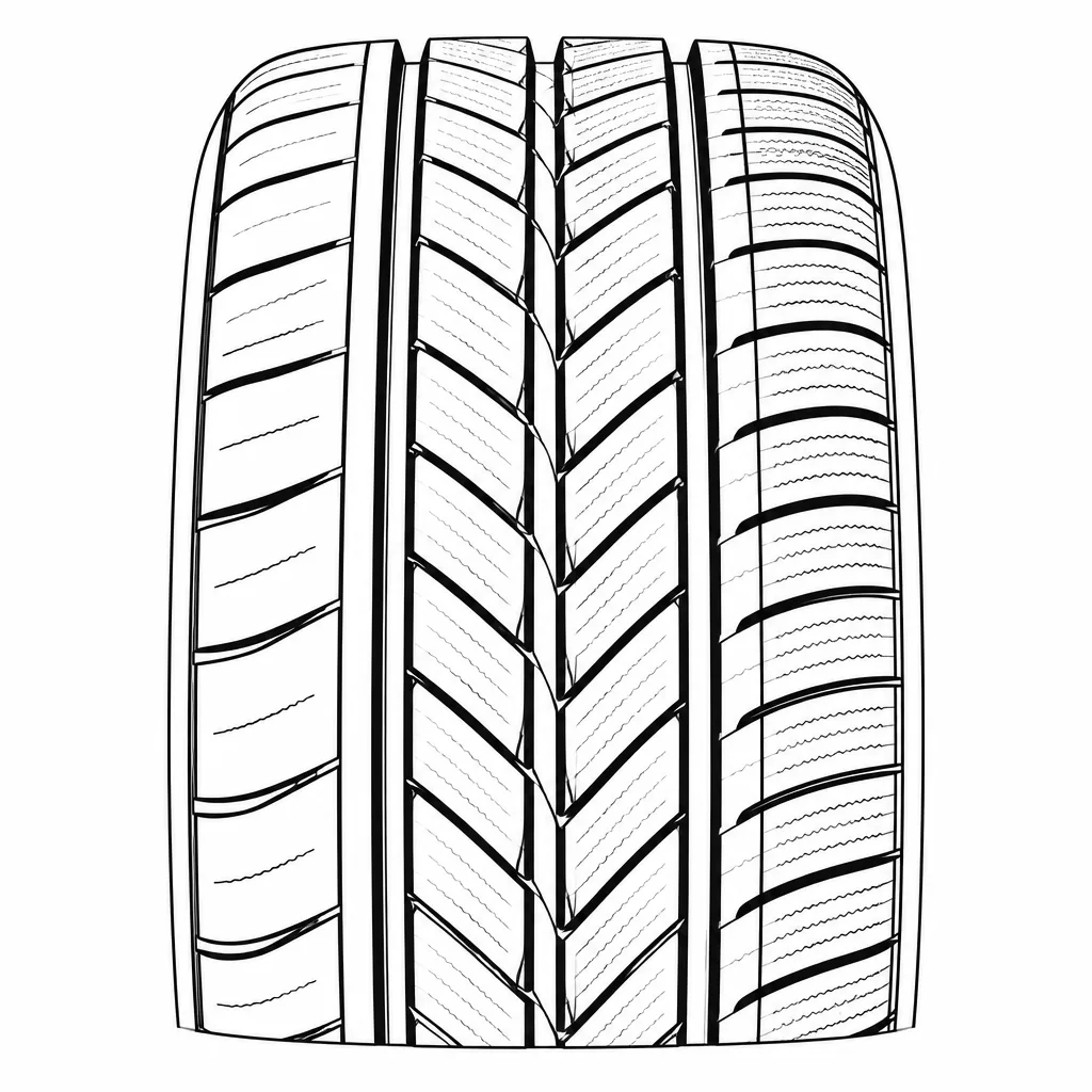profil routier directionnel asymétrique à quatre rainures, pavés en chevrons faiblement lamellisés