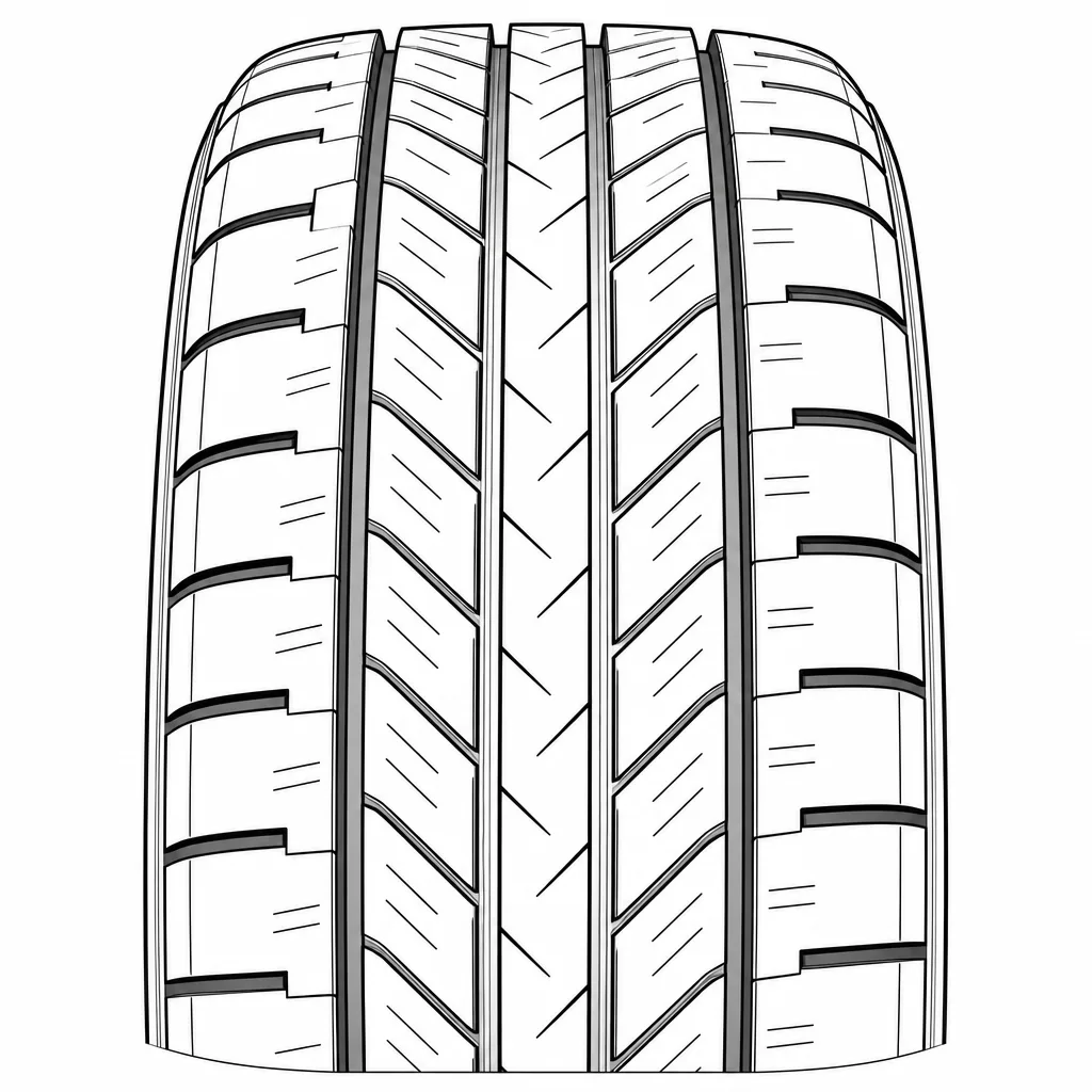 profil routier semi-slick symétrique à trois rainures, chevrons moyennement lamellisés, épaules segmentées