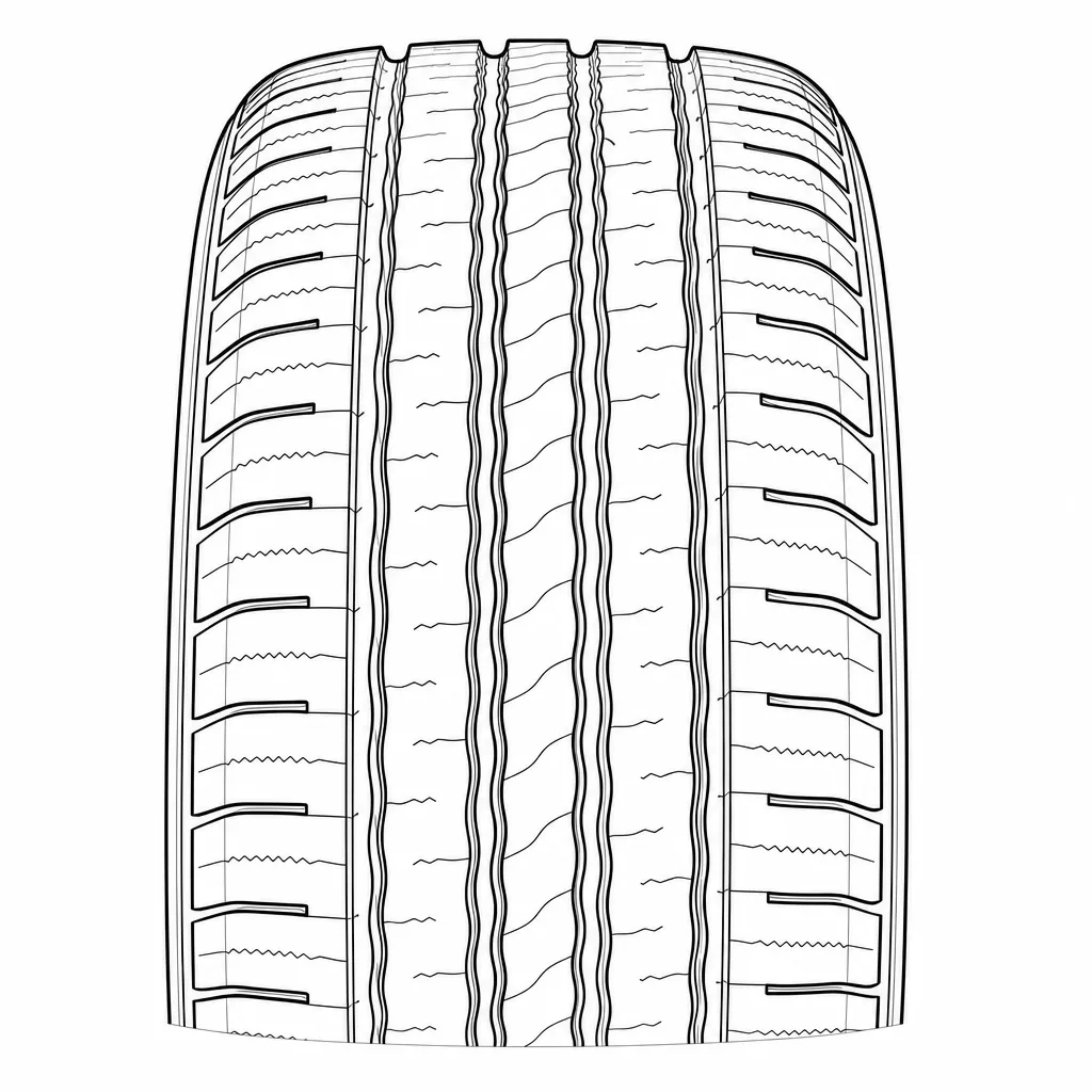 profil routier symétrique à cinq rainures longitudinales ondulées et nervures continues