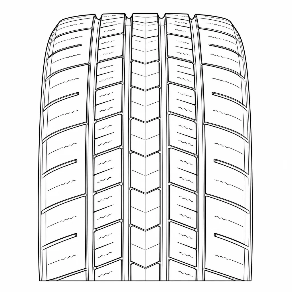 profil routier symétrique à pavés longitudinaux, quatre rainures, moyennement lamellisé