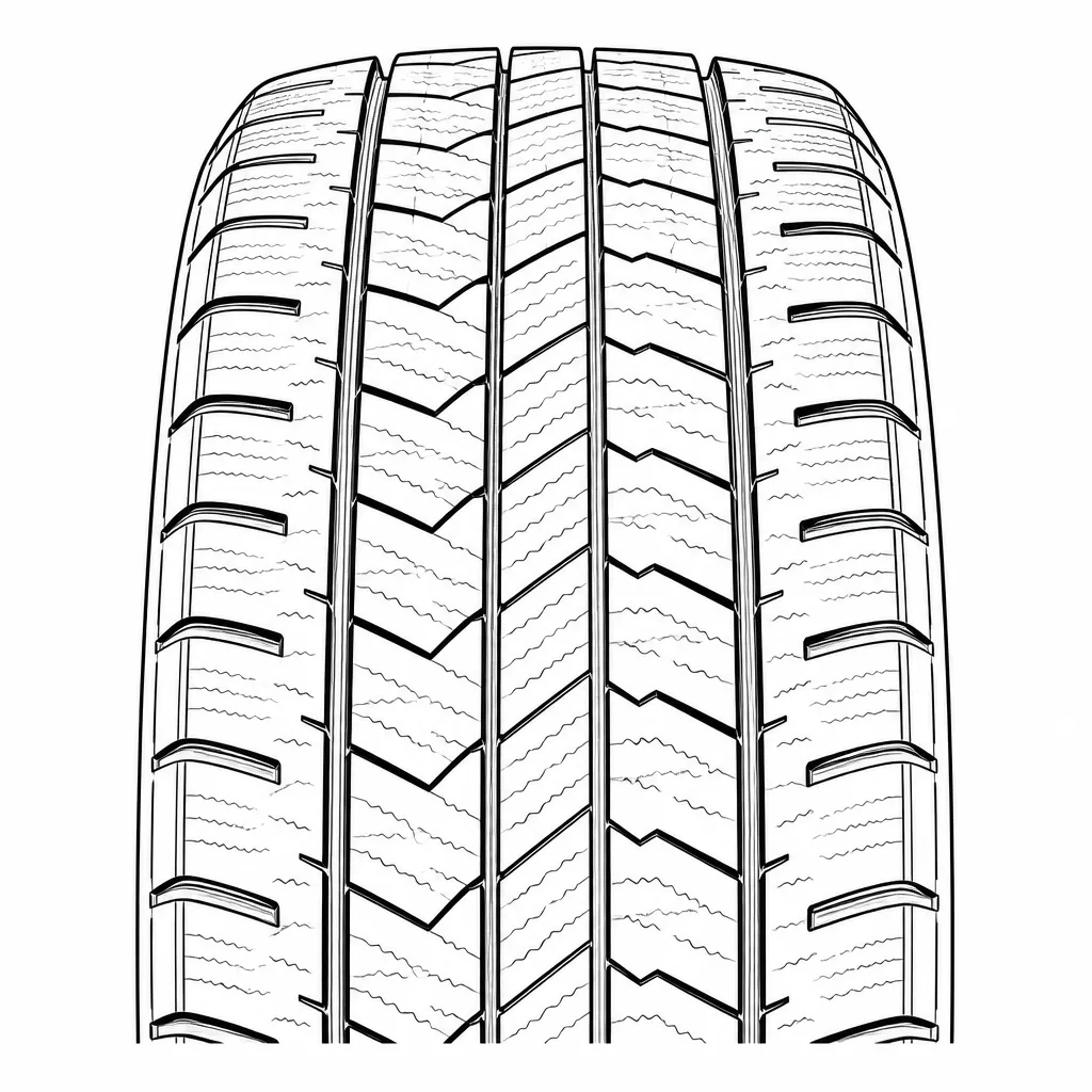 profil routier symétrique à petits pavés zigzag faiblement lamellisés, épaules entaillées