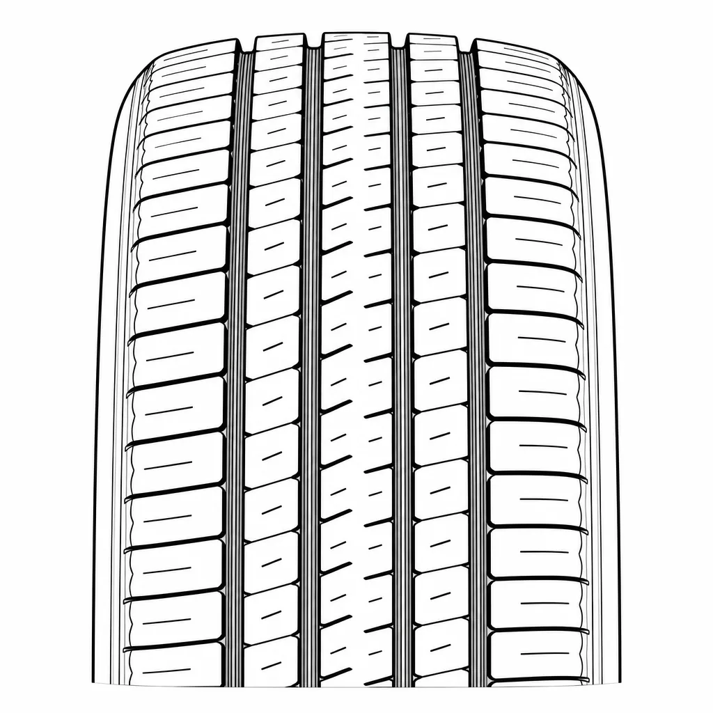 profil routier symétrique à quatre rainures longitudinales et rangées de pavés faiblement lamellisés