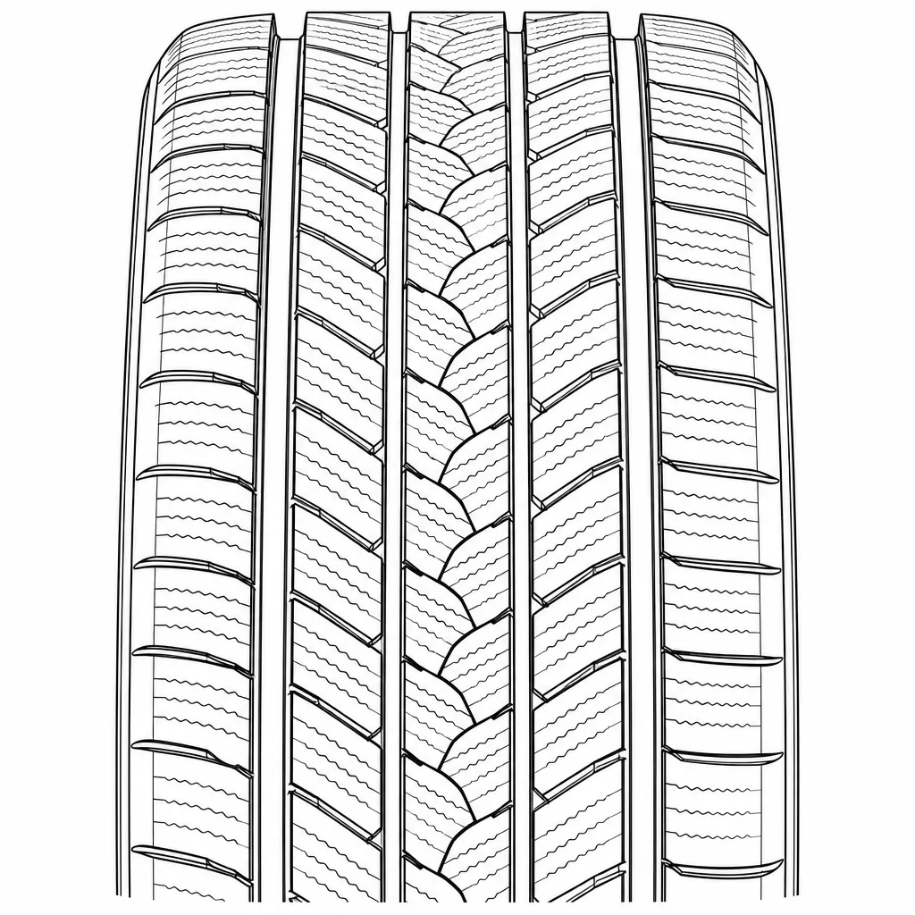 profil routier symétrique à quatre rainures, pavés centraux imbriqués fortement lamellisés