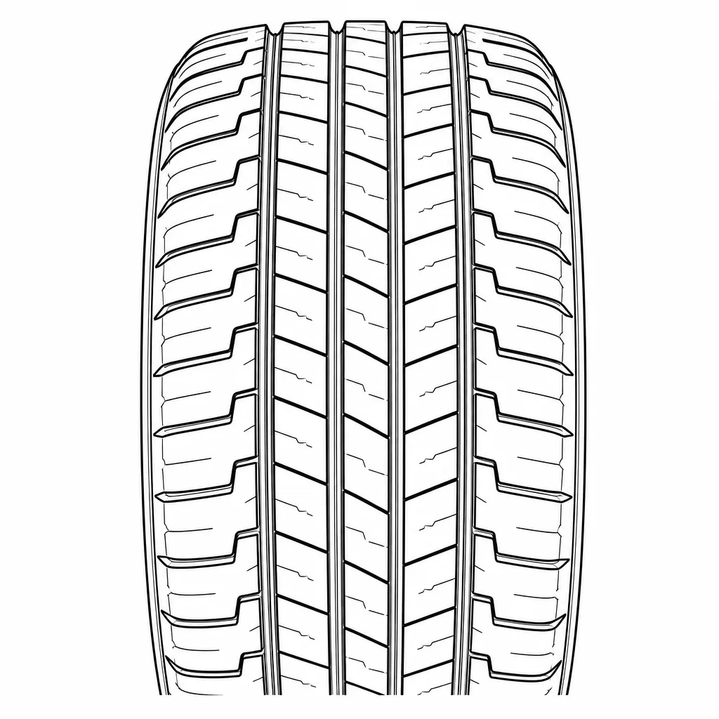 profil routier symétrique à trois rainures, pavés allongés moyennement lamellisés, épaules entaillées
