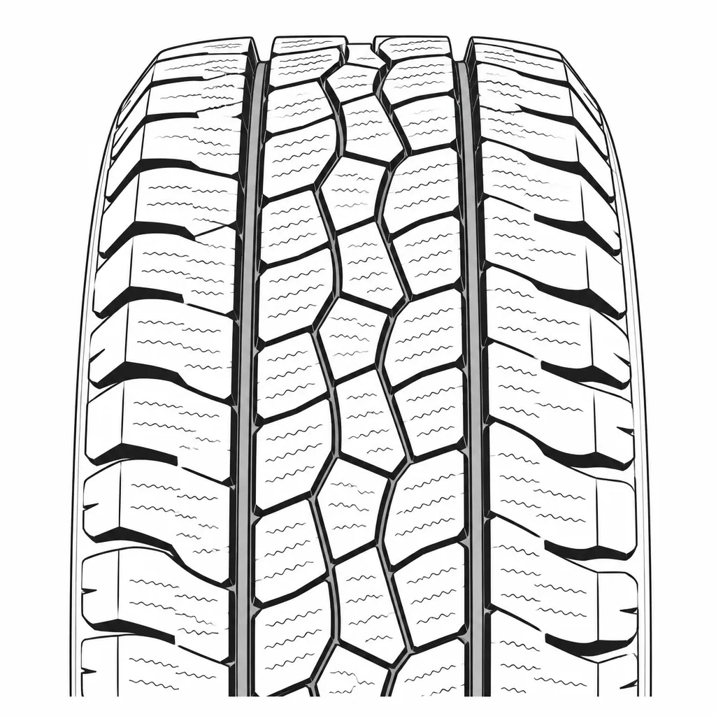 profil routier symétrique à trois rainures, pavés polygonaux moyennement lamellisés, épaules entaillées