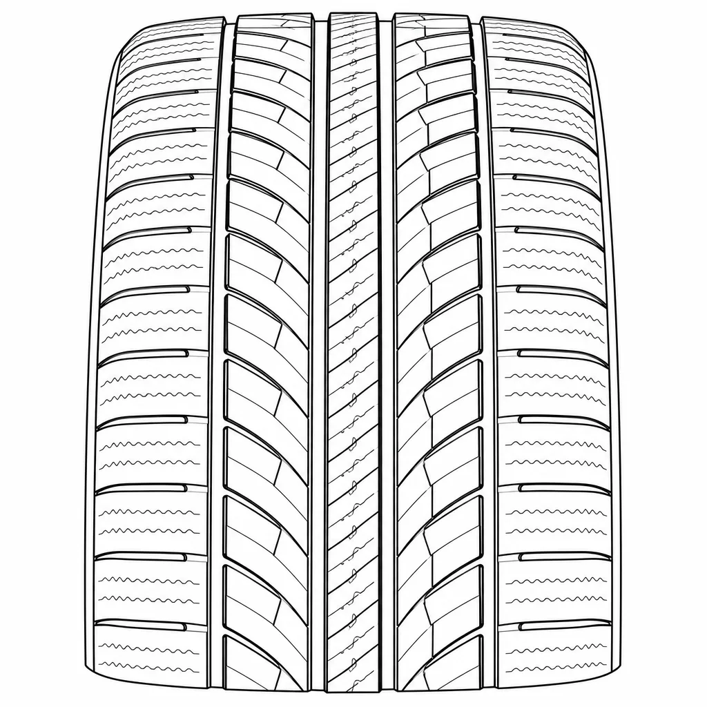 profil routier symétrique mixte à quatre rainures, bande centrale étroite et pavés moyennement lamellisés