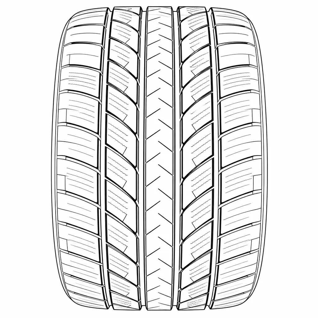 profil routier symétrique mixte à quatre rainures, nervure centrale et pavés faiblement lamellisés