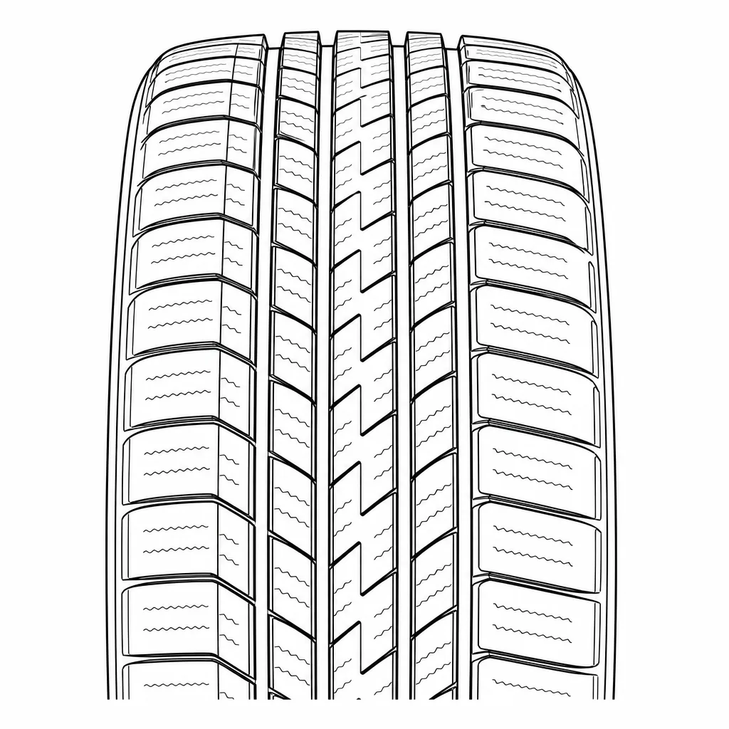 profil routier symétrique mixte à trois rainures, nervures et pavés faiblement lamellisés