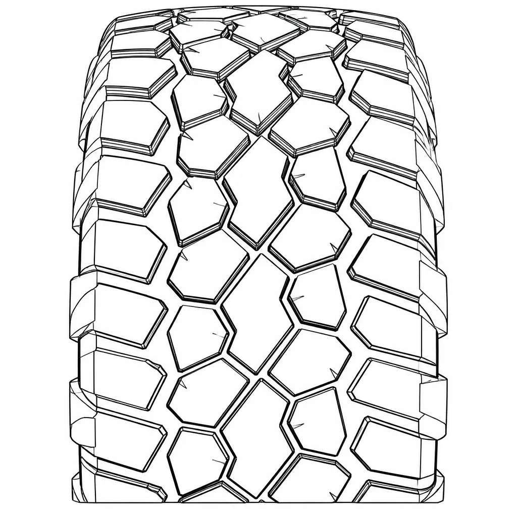 profil tout-terrain à pavés polygonaux espacés non lamellisés, épaules saillantes ouvertes