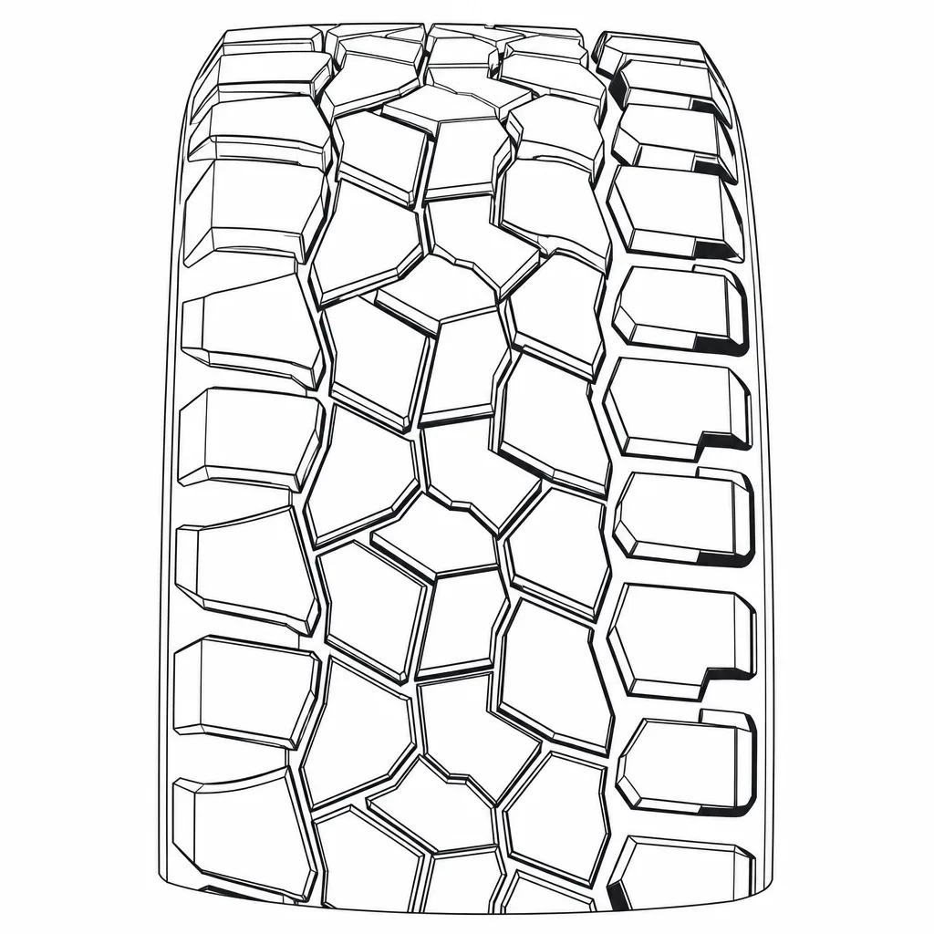 profil tout-terrain asymétrique à blocs polygonaux non lamellisés, épaules ouvertes