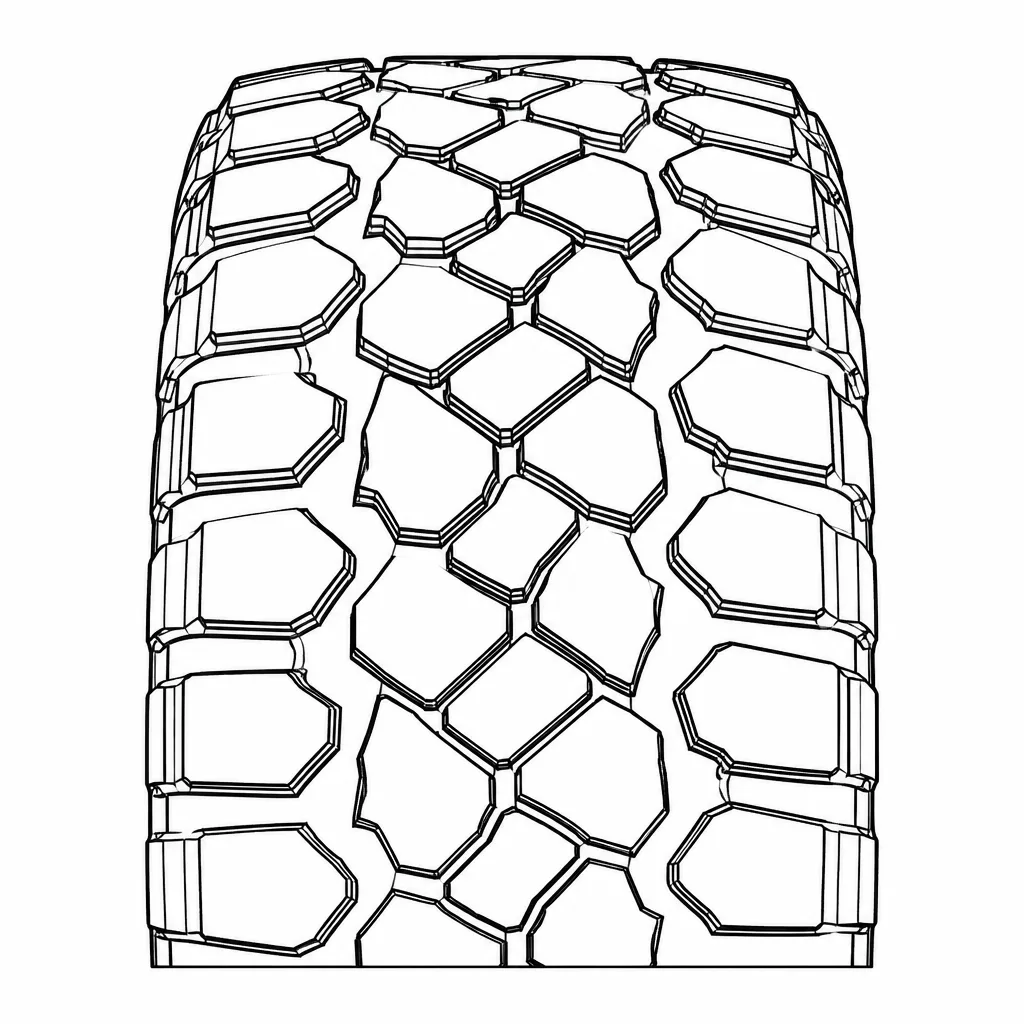 profil tout-terrain symétrique à blocs polygonaux non lamellisés, épaules ouvertes