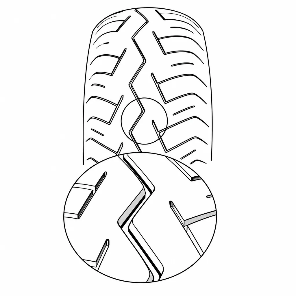 Schéma illustratif : Répartition alternée de la gomme autour de la rainure axiale sinueuse