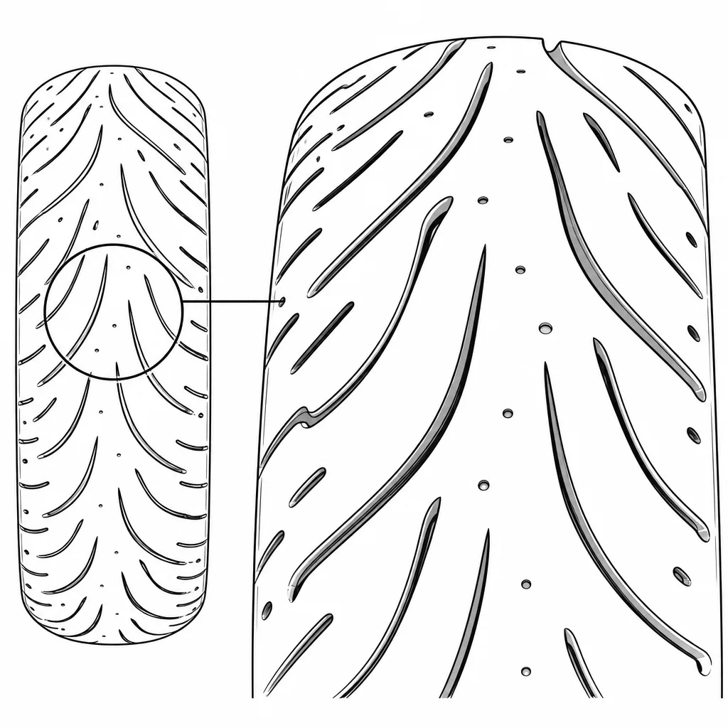 Schéma illustratif : Bandes de gomme continues et incurvées