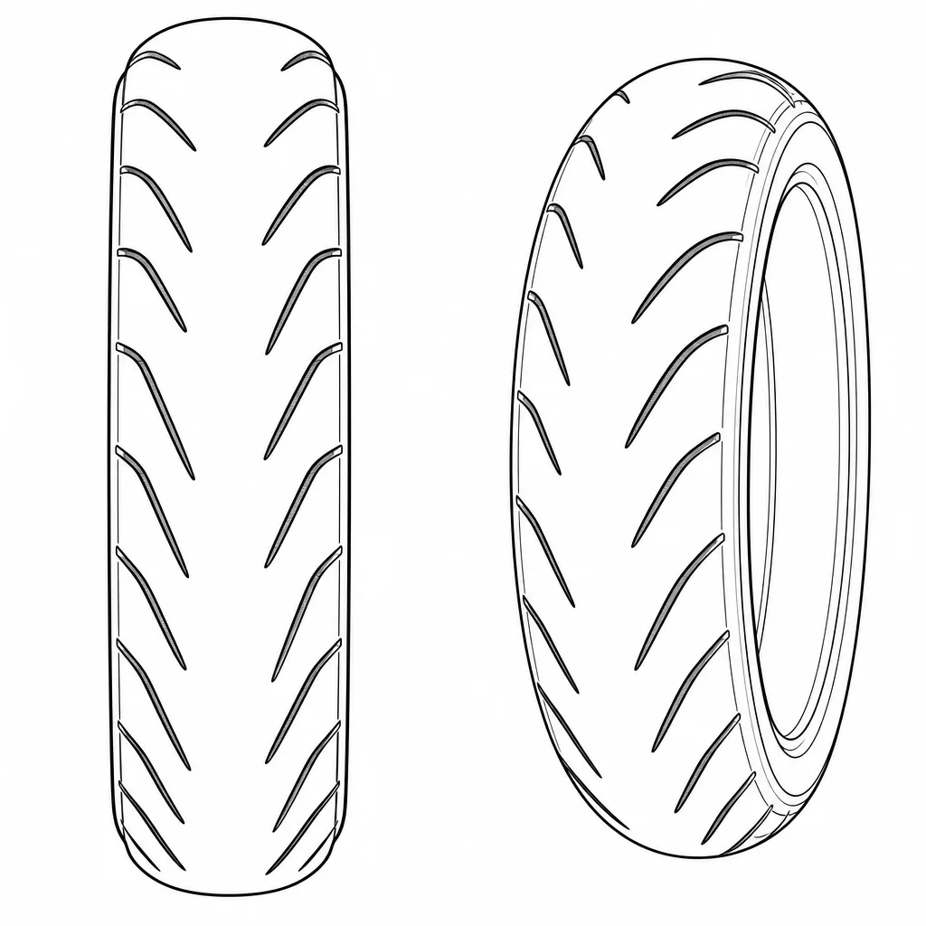 profil moto directionnel non lamellisé à centre quasi-continu et rainures obliques discontinues