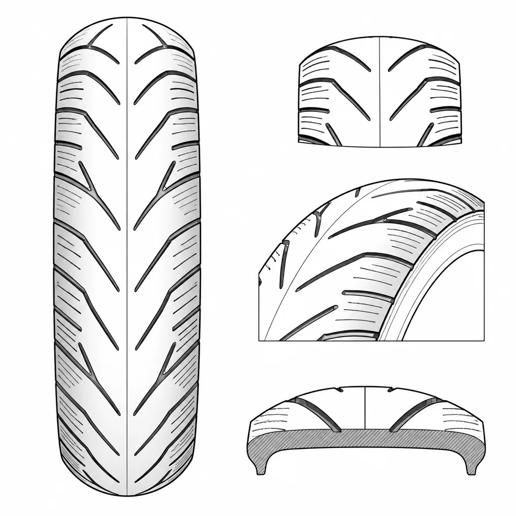 profil moto routier directionnel à nervures en chevrons faiblement lamellisées