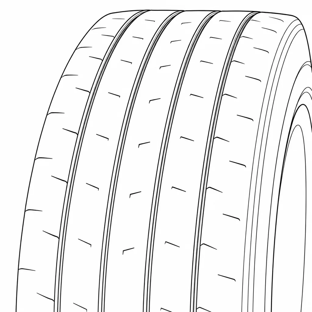 Schéma illustratif : Cinq bandes circonférentielles continues séparées par quatre rainures visibles