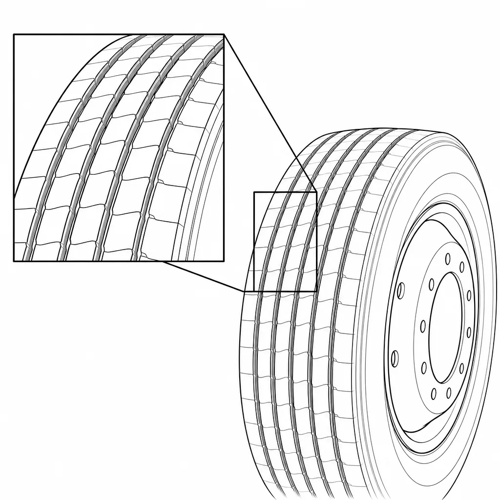 Schéma illustratif : Bandes de gomme sans articulation transversale