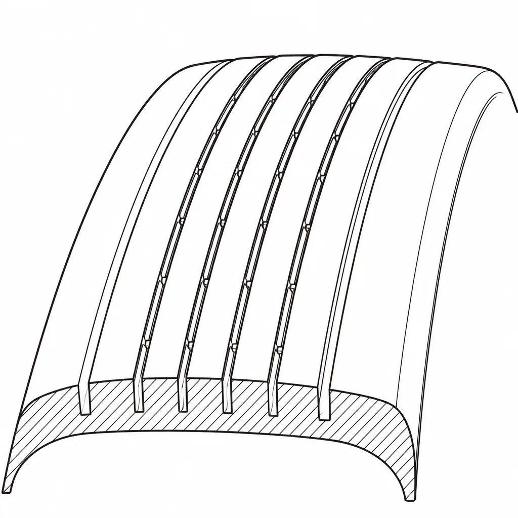 Schéma illustratif : Succession de bandes étroites séparées par des lignes de moindre section
