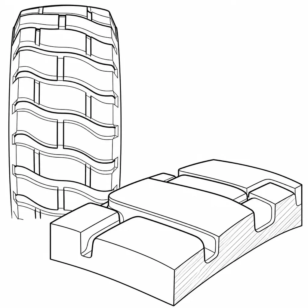 Schéma illustratif : Grands pavés rectangulaires faiblement lamellisés