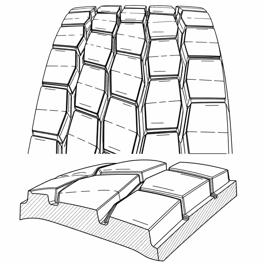Schéma illustratif : Grands pavés polygonaux à faible densité de lamelles