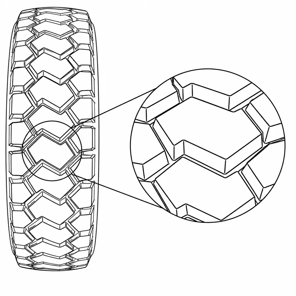 Schéma illustratif : Pavés polygonaux larges avec peu de découpes internes