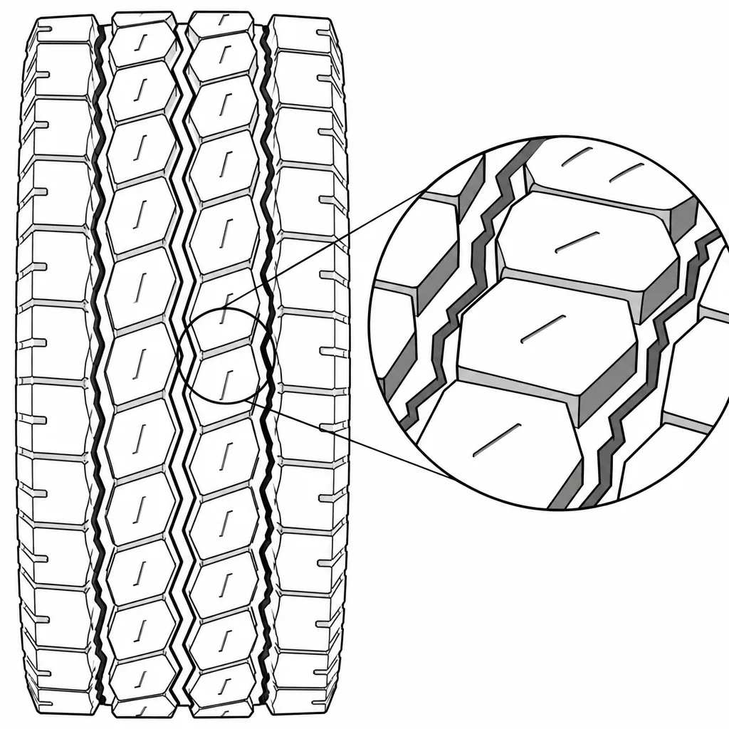 Schéma illustratif : Lamellisation moyenne laissant de larges ponts de gomme dans les pavés