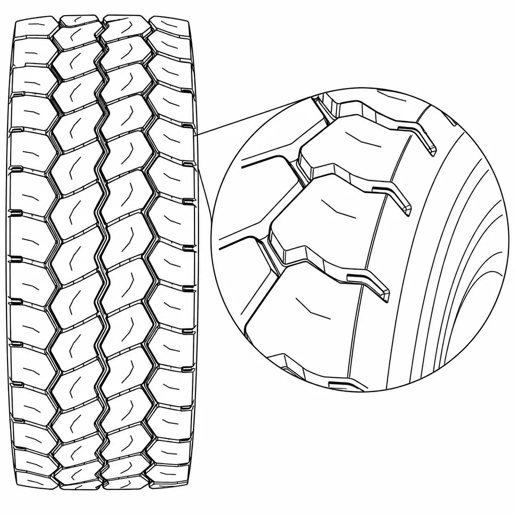 Schéma illustratif : Pavés d’épaule larges avec entailles latérales