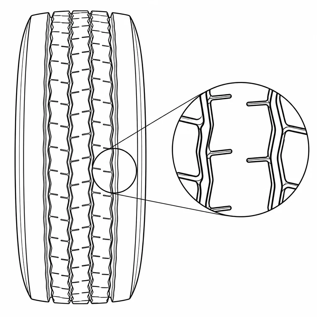 Schéma illustratif : Faible densité d’entailles dans les éléments de gomme