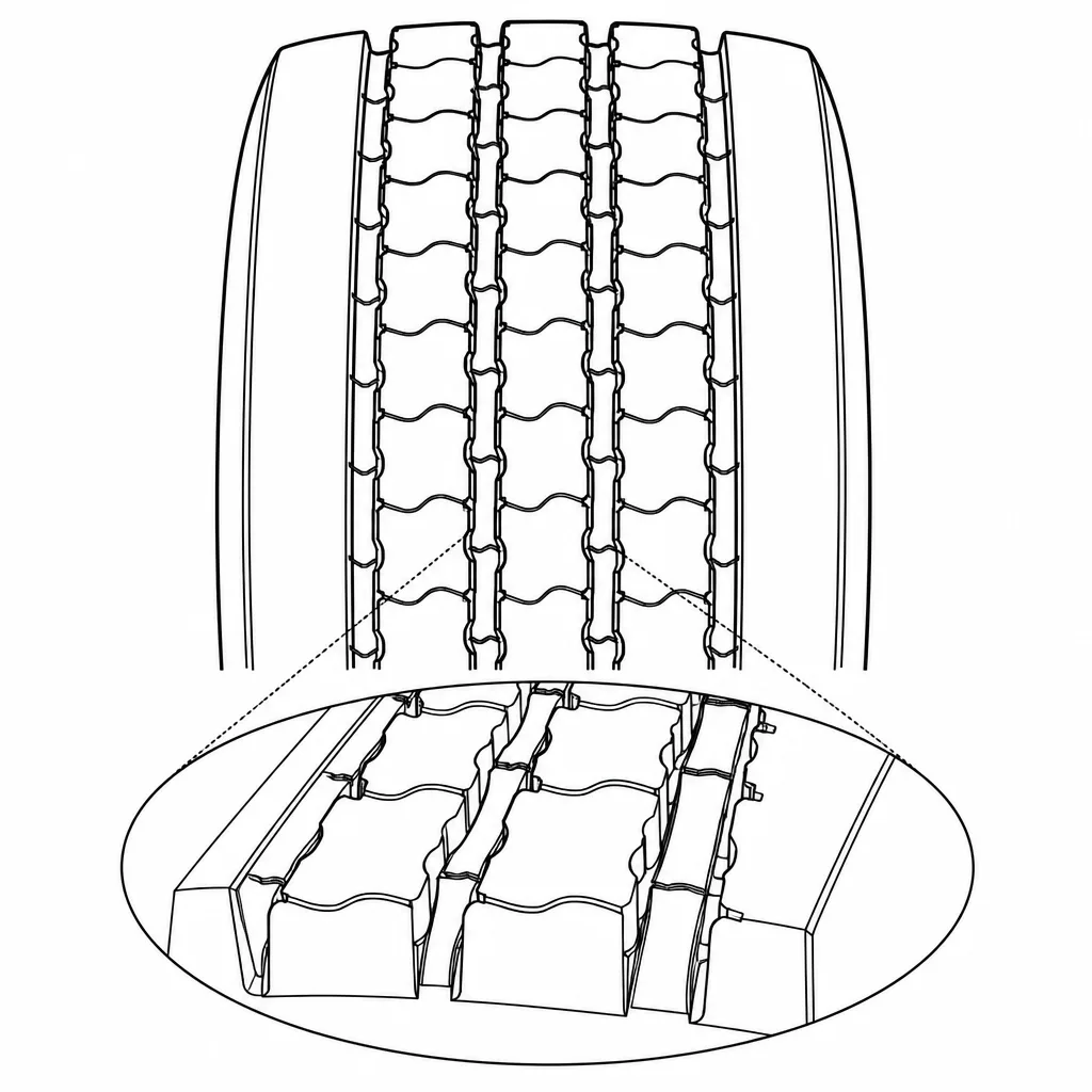 Schéma illustratif : Agencement symétrique des éléments de gomme